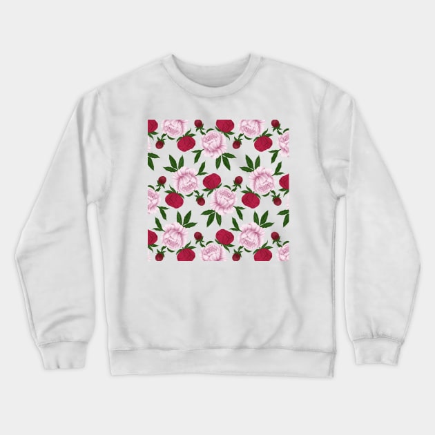 Peonies Colored Pattern Crewneck Sweatshirt by GraphiscbyNel